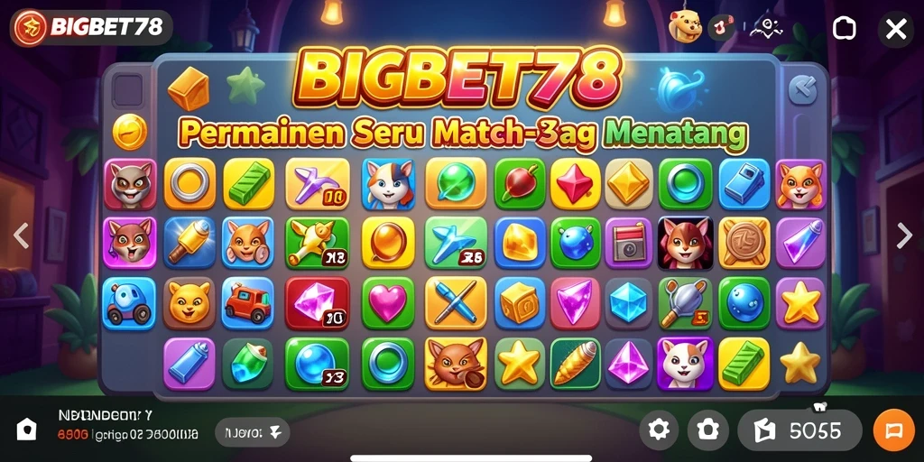 Tampilkan gameplay seru dalam permainan Match-3 BIGBET78.