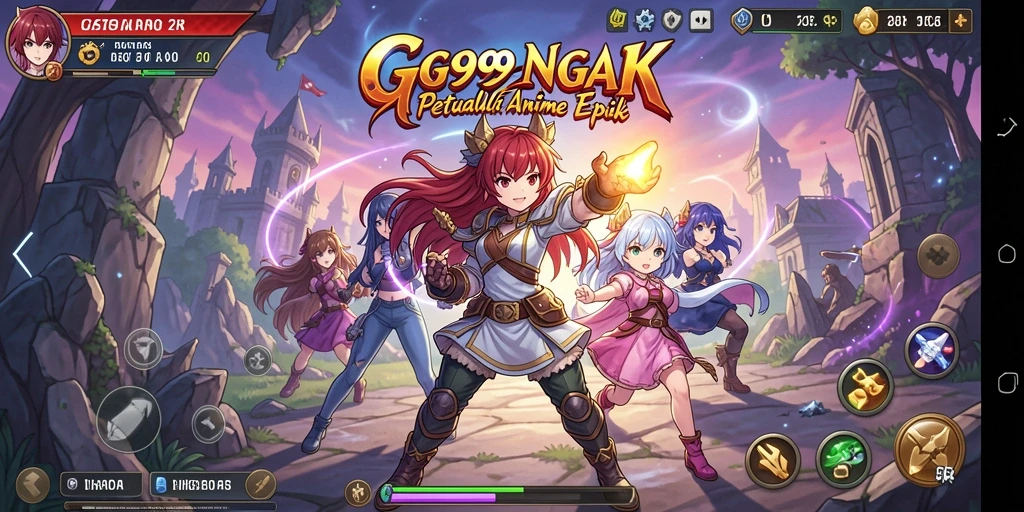 Screenshot gameplay GG999 menampilkan pertarungan karakter anime yang seru.