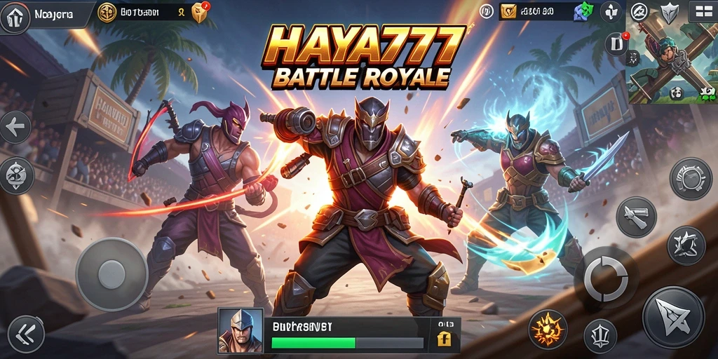 Gameplay seru HAYA777 dengan pertarungan Battle Royale yang mendebarkan.