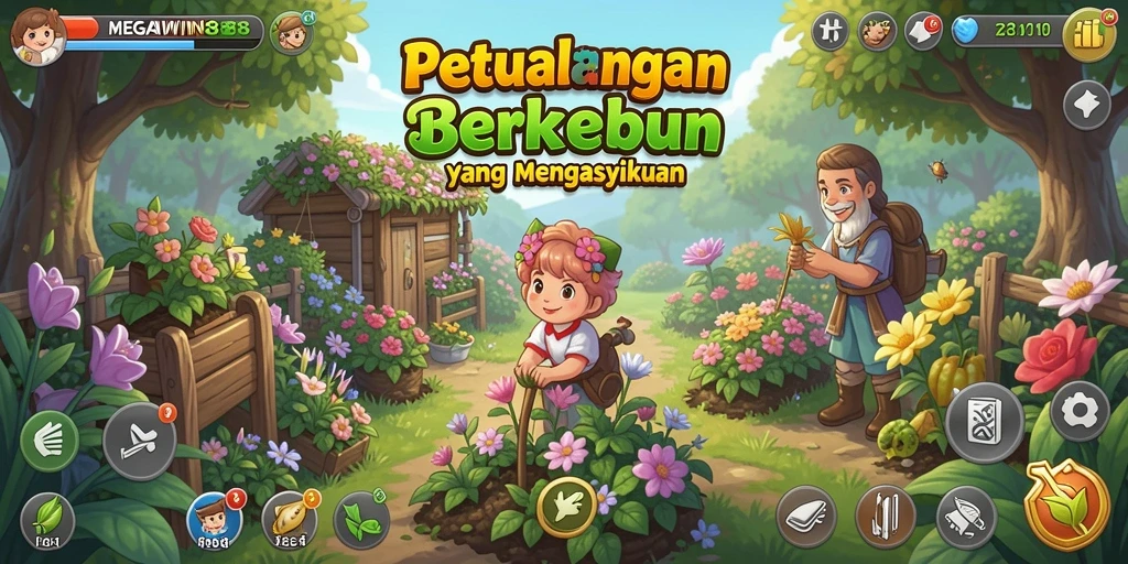 Screenshot gameplay MEGAWIN888 menampilkan aktivitas bertani yang seru.