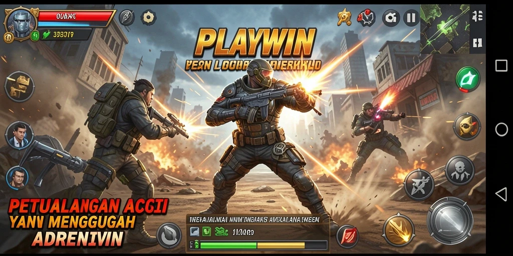 Tangkapan layar dari gameplay <strong>PLAYWIN</strong> yang mendebarkan dengan aksi yang intens.