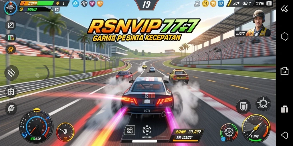 Tampilan gameplay RSNVIP7 menunjukkan aksi balapan yang mendebarkan.