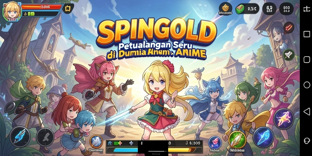 Screenshot SPINGOLD menampilkan pertarungan seru antar karakter anime.