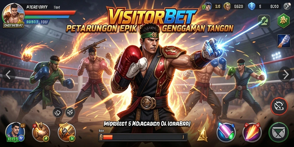 Screenshot <strong>VISITORBET</strong> menunjukkan pertarungan epik antara karakter yang berbeda.