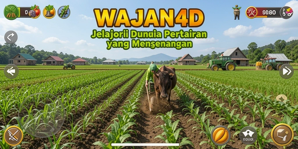 Tangkapan layar gameplay WAJAN4D, menunjukkan aktivitas bertani yang seru.